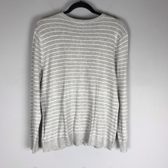 Jones Ny striped cardigan sweater grey crew neck - Picture 10 of 11